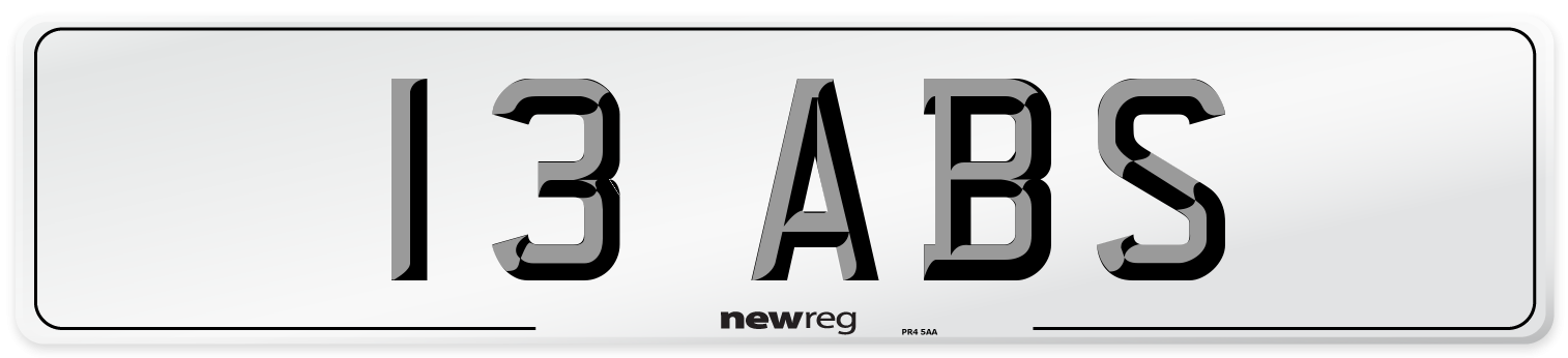 13 ABS Number Plate from New Reg